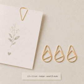 Paperclip druppel goud 25 stuks