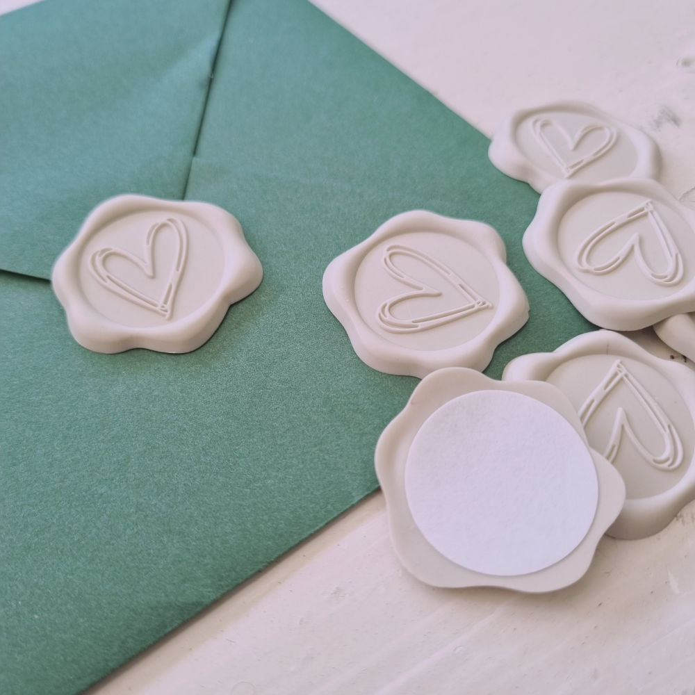 Wax zegel  | naturel | hartje | 25 stuks