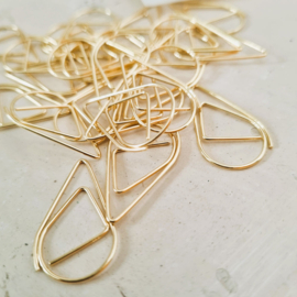 Paperclips | druppel | goud | 2,5 x 1,5 cm | vanaf 25 stuks