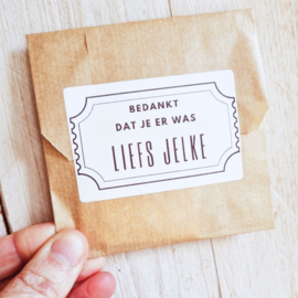 Traktatiestickers | Bedankt dat je er was | + naam | 7,5 x 5,1 cm | 10 stuks