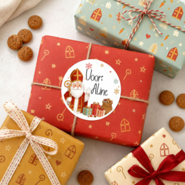 Gepersonaliseerd Sinterklaas Sticker traditioneel met Naam [wit]