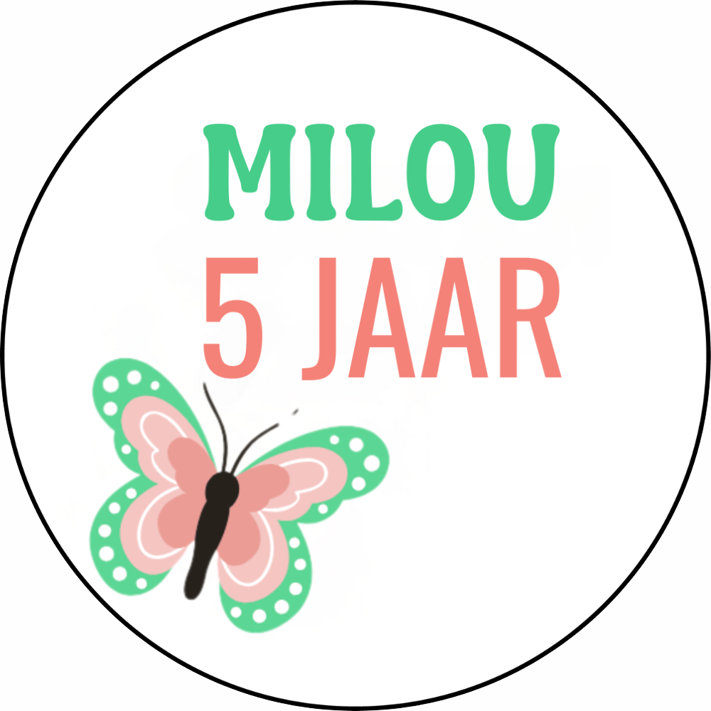 Traktatiestickers | + naam + leeftijd | vlinder | 24 stuks