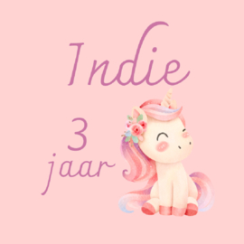 Verjaardag sticker | Unicorn | + naam + leeftijd | 5 cm