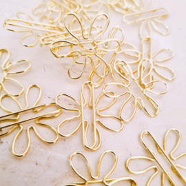 Paperclips | bloem | goud | 2,5 x 2,5 cm | vanaf 25 stuks
