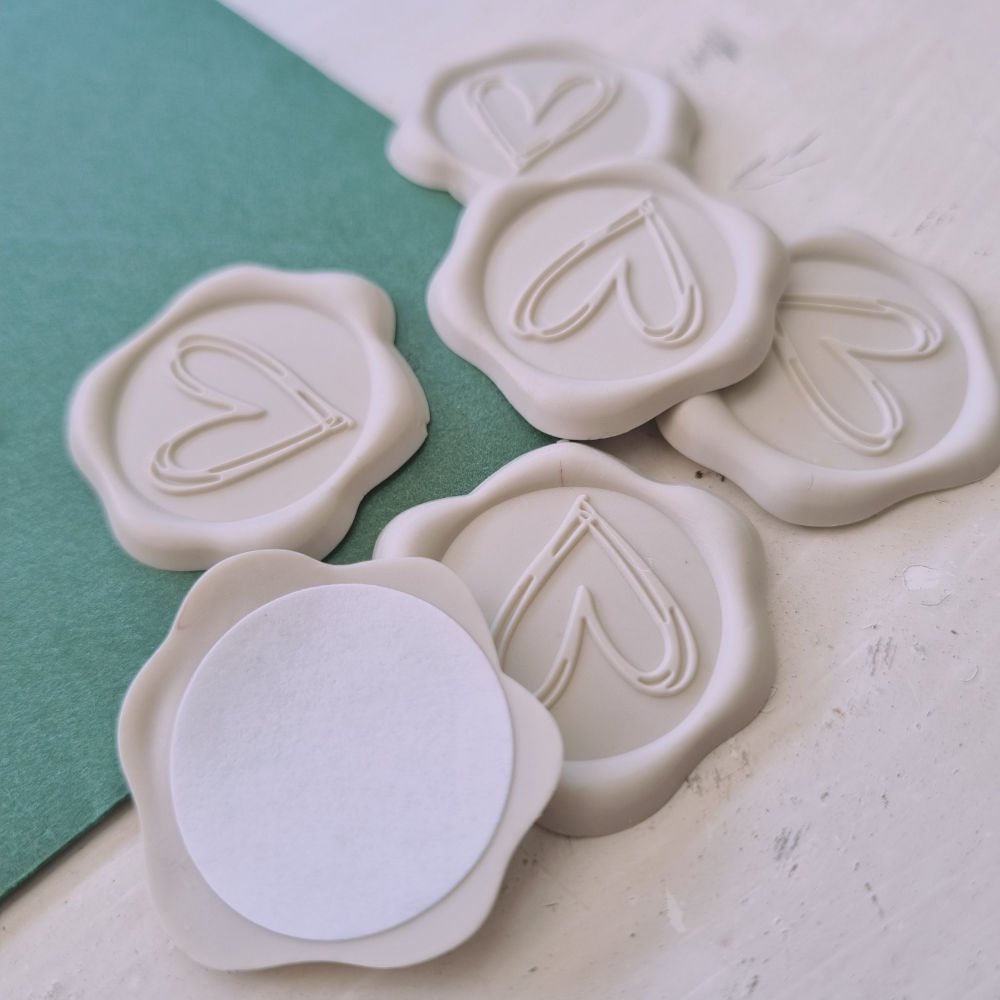 Wax zegel  | naturel | hartje | 25 stuks