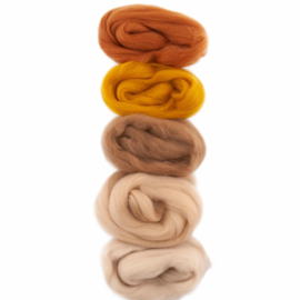 Europese Merino Lontwol – kleur set: licht bruin