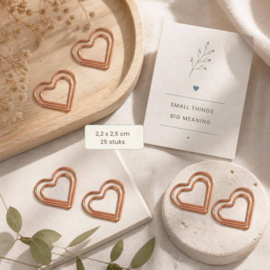 Hartvormige paperclips – 2,2 × 2,5 cm - goud & roségoud
