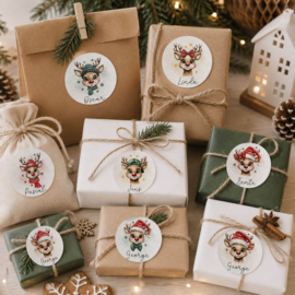 Gepersonaliseerde Kerststicker met Naam "Hertje"