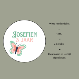 Traktatiestickers | + naam + leeftijd | vlinder | 24 stuks
