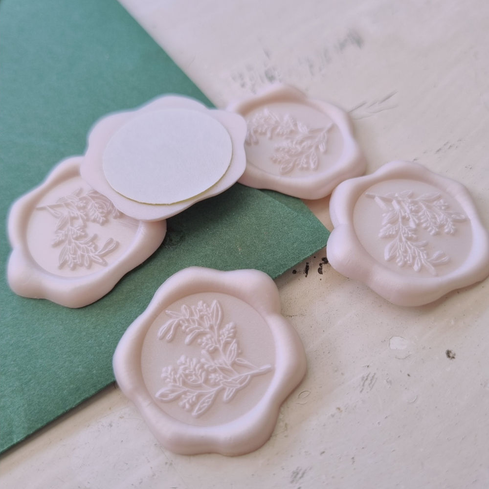 Wax zegel  | blush roze | eucalyptus | 25 stuks