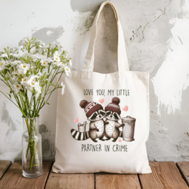 Strijk applicatie | Love you, my little partner in crime | in 2 maten