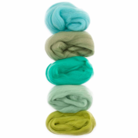 Europese Merino Lontwol – kleur set: turkoois/groen