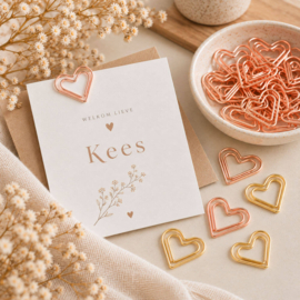Hartvormige paperclips – 2,2 × 2,5 cm - goud & roségoud