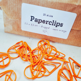 Paperclips | druppel | neon oranje | 2,5 x 1,5 cm | vanaf 25 stuks