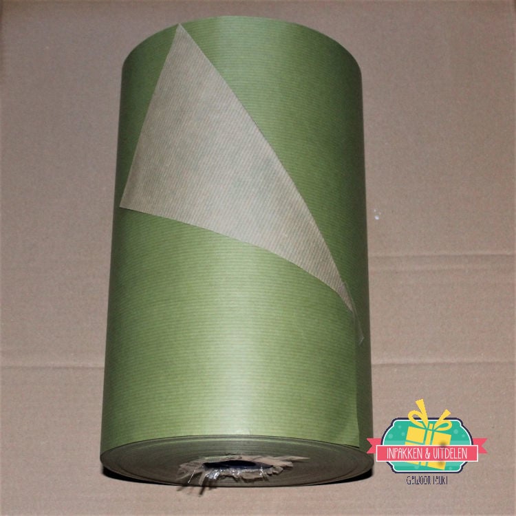 Kraft inpakpapier | Olijfgroen | dubbelzijdig | 1 mtr x 30 cm