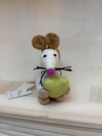 Vilten Hanger | Muis met geel Hart
