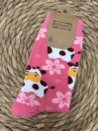 Musthaves | Roze Koeien Sokken | Maat 36-42