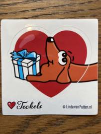 Teckel Sticker | Teckel en Cadeautje