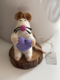 Vilten Hanger | Muis met Paars Hart