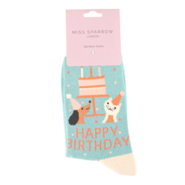Teckelsokken | Teckel en Kat | Happy Birthday | Maat 37-41