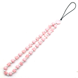 Telefoonhoes Ketting | Roze Sterretjes