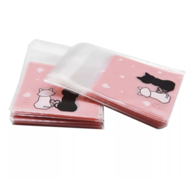 Cadeauzakjes | Transparant Poesjes Roze 7x7 cm | 10 stuks