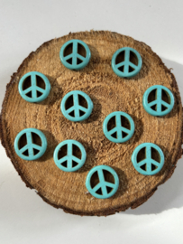 Peace Teken Kralen | 14mm | Turquoise | 10 Stuks