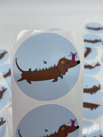 Sluitstickers | Teckel met Vogeltjes | 4 Stuks