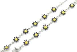 Brillenketting | Zwarte Bloemetjes