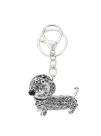Teckel sleutelhanger | Bling Bling Zilver