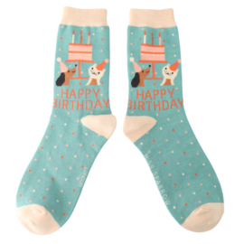Teckelsokken | Teckel en Kat | Happy Birthday | Maat 37-41