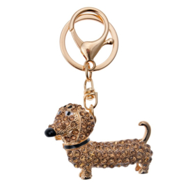 Sleutelhanger | Blingbling Teckel | Goud Bling