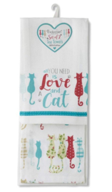 Set van 2 Theedoeken | All you need is love and a cat