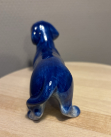 Heinen Delfts Blauw | Teckel Beeldje | 15,5 cm