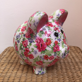 Groot Spaarvarken met Bloemen