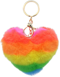 Sleutelhanger | Fluffy Hart | Regenboog