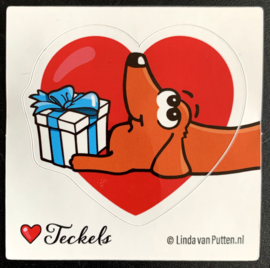 Teckel Sticker | Teckel en Cadeautje