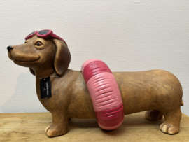 Decoratie | Teckel Larry met Zwemband en Zonnebril