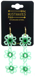 Oorbellen | Groene Bloemen