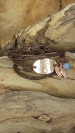 Lace leather wrap bracelet Angelite