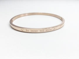 Stainless Steel bracelet rose thin "Be happy and smile"