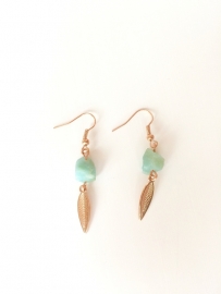 Earring rose Amazonite