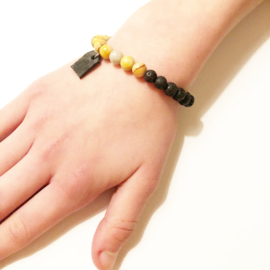 Agaat en Lava armband