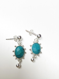 Turquoise oval earring