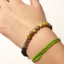 Agaat en  Lava armband