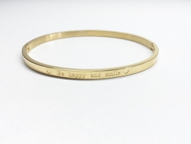 Stainless Steel bracelet gold thin "Be happy and smile"