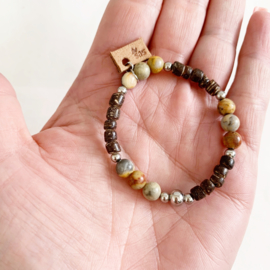 Agaat en Kokos armband