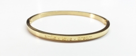 Stainless Steel armband goud dun "Smile *love *Dream