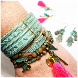 Boho Agaat armband met kwastje