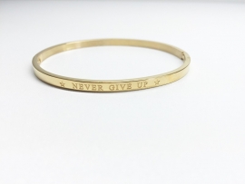 Stainless Steel bracelet gold thin "Never give up"